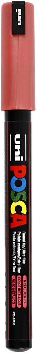 Uni Posca Marker, lijndikte: 0,7 mm,  PC-1MR , metallic red, extra fijn, 1stuk [HOB-272860]